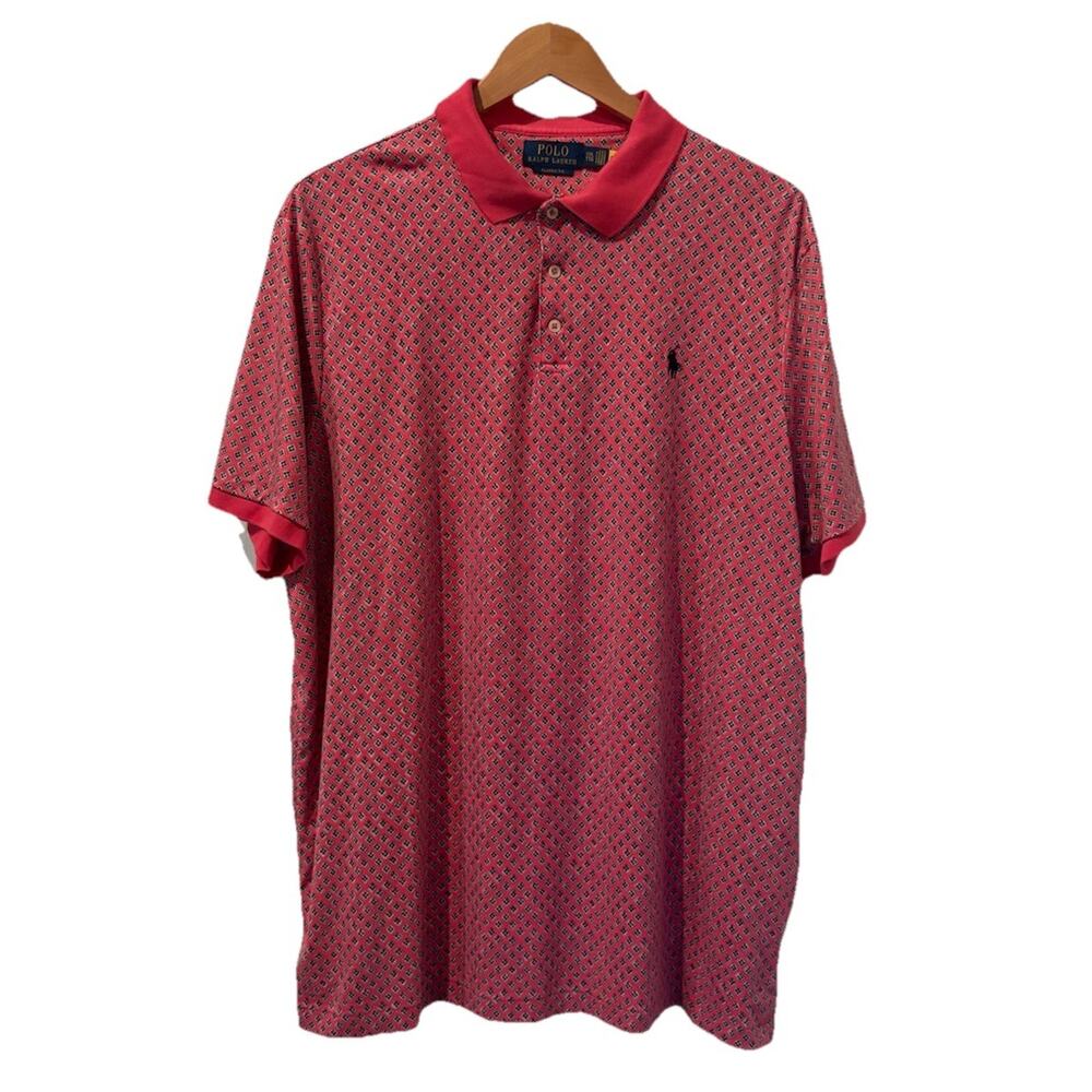 Polo Ralph Lauren Classic Fit Cotton Geometric Pink Polo Men Size 2XL Golf - Picture 2 of 11